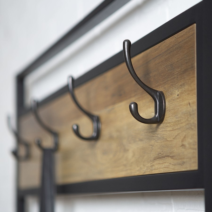 Brown Wood Effect Coat Rack with Storage - Foster