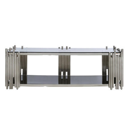 Silver Mirrored TV Stand with Glass Top - Aurora Boutique - TV's up to 50"
