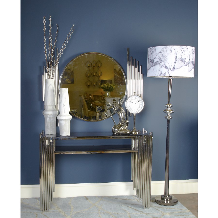 Aurora Boutique Silver Mirror with Chrome Design