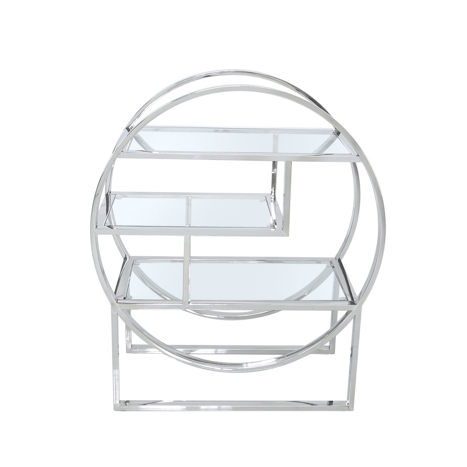 Aurora Boutiue Round Steel Glass Shelving Display Cabinet