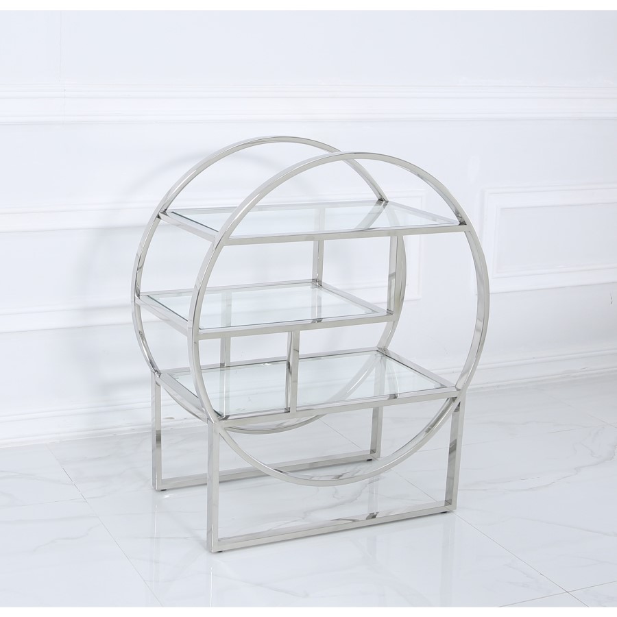 Aurora Boutique Round Steel & Glass Shelving Display Cabinet