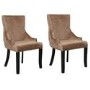 Set of 2 Brown Velvet Dining Chairs with Black Legs - Aurora Boutique