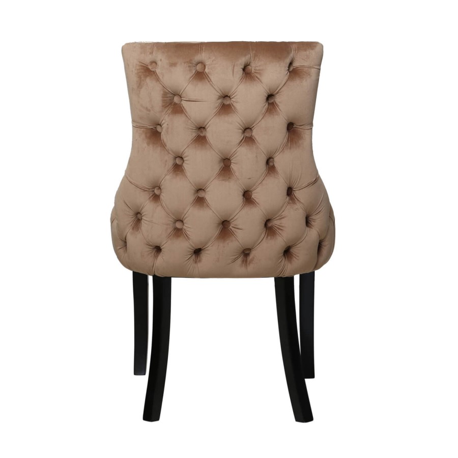 Set of 2 Brown Velvet Dining Chairs with Black Legs - Aurora Boutique