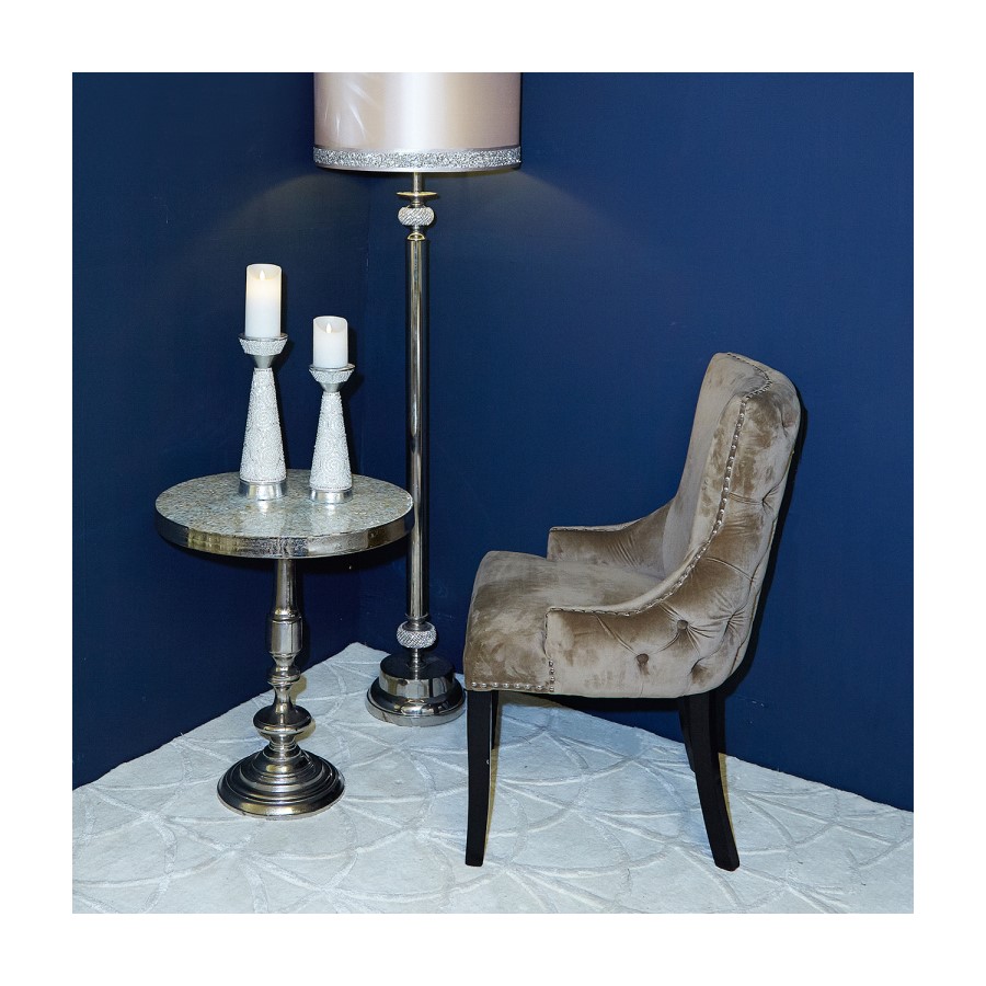 Set of 2 Brown Velvet Dining Chairs with Black Legs - Aurora Boutique