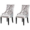 Set of 2 Silver Velvet Dining Chairs with Glitter Back - Aurora Boutique