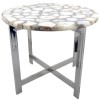 Silver Agate Side Table with Mirrored Legs- Aurora Boutique 