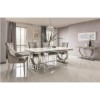 Cream Marble Dining Set with 180cm Table &amp; 4 Champagne Velvet Chairs - Vida Living Arianna