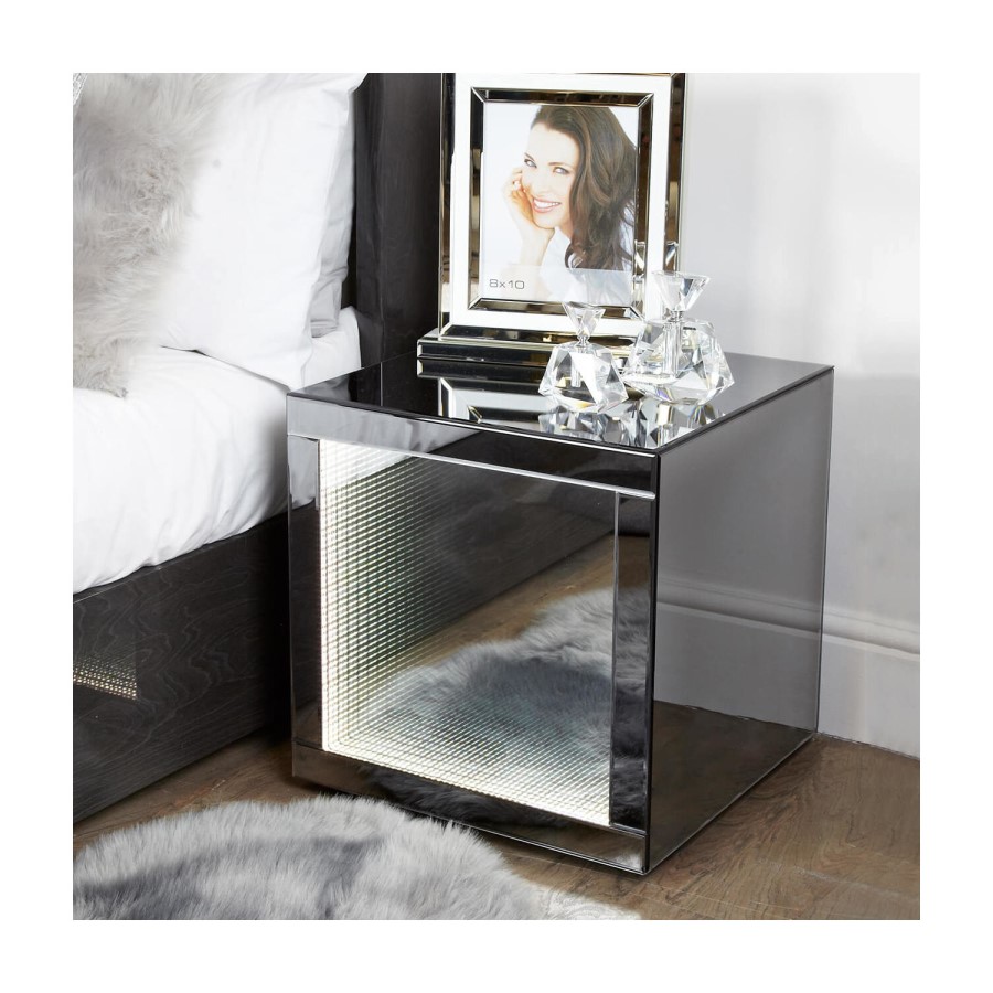 Aurora Boutique Smoked Glass LED Side Table