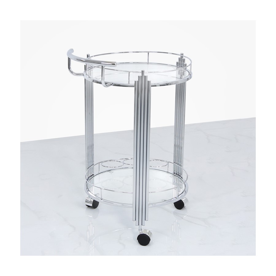 Aurora Boutique Mirrored Drinks Trolley with Clear Glass