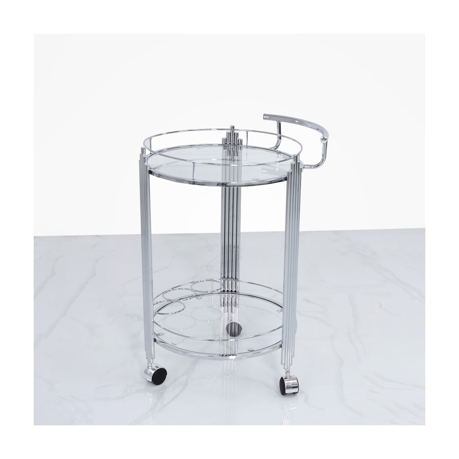 Aurora Boutique Mirrored Drinks Trolley with Clear Glass