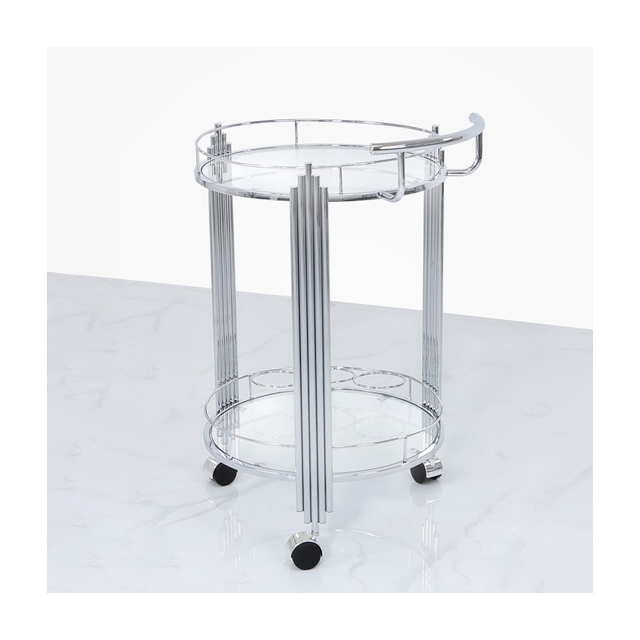 Aurora Boutique Mirrored Drinks Trolley with Clear Glass