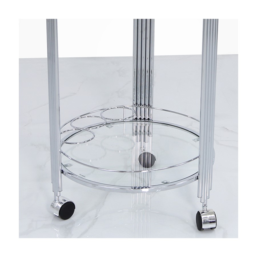 Aurora Boutique Mirrored Drinks Trolley with Clear Glass