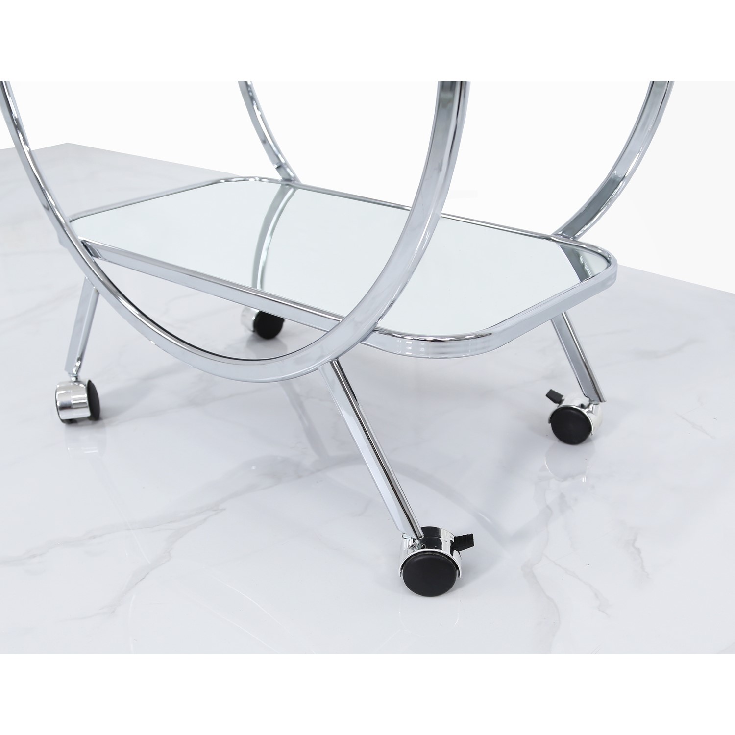 Read more about Silver bar cart with chrome & glass aurora boutique