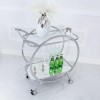 Silver Bar Cart with Chrome &amp; Glass - Aurora Boutique