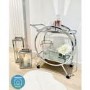 Silver Bar Cart with Chrome & Glass - Aurora Boutique