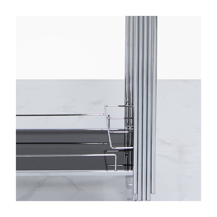Aurora Boutique Mirrored Drinks Trolley Black Glass