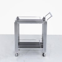 Aurora Boutique Mirrored Drinks Trolley Black Glass