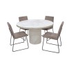 Vida Living Carra Marble Round Dining Set with 4 Grey Soren Chairs