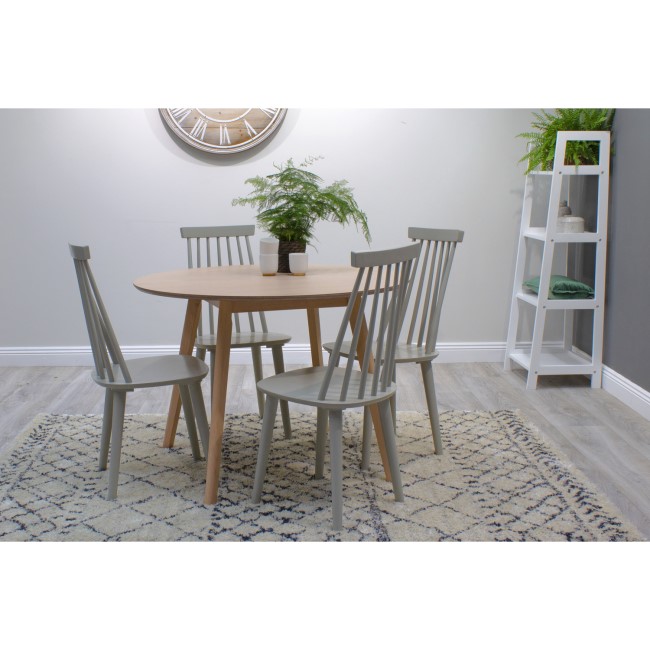 Vida Living Round Dining Set 4 with Grey Dining Chairs