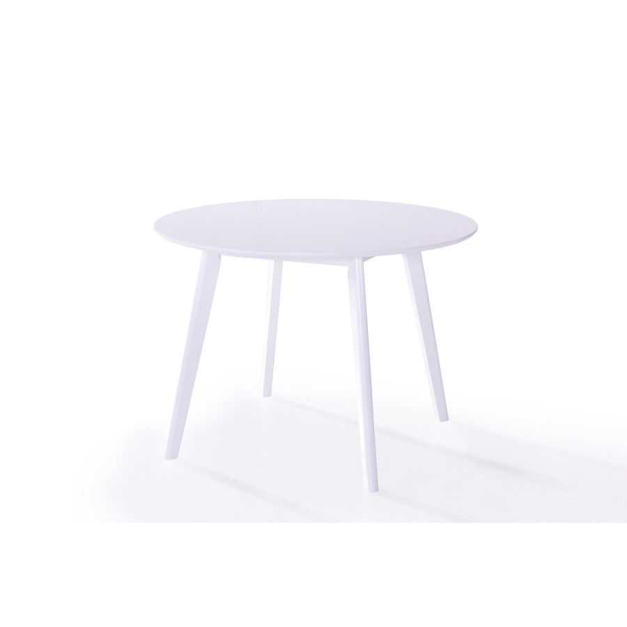 Vida Living Isla White Round Dining Set with 4 Grey Dining Chairs