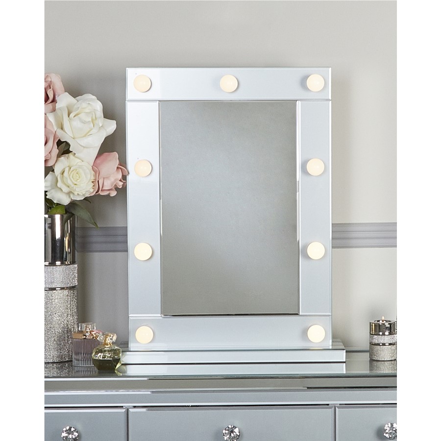 Bella Grey Hollywood Dressing Table Mirror 9 Lights with Dimmer Switch