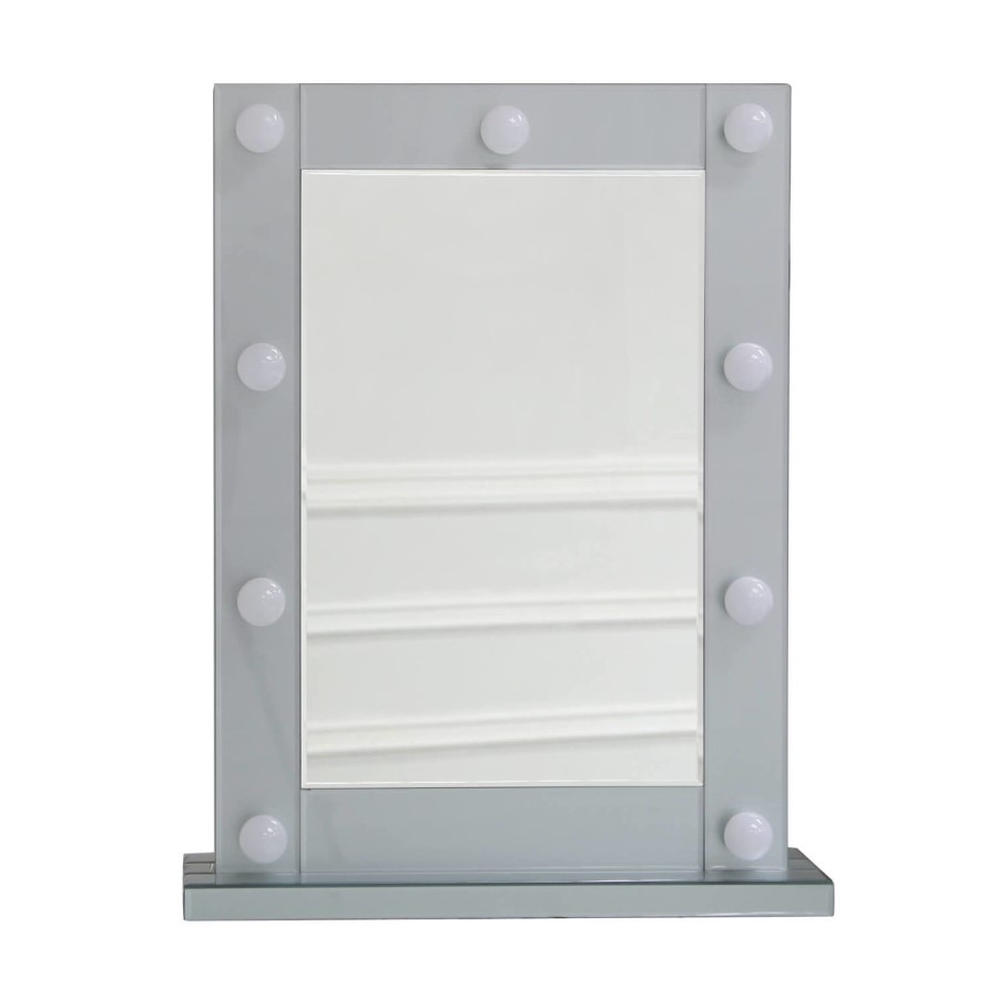 Bella Grey Hollywood Dressing Table Mirror 9 Lights with Dimmer Switch