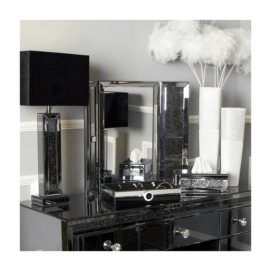 Bella Smoked Glitter Glass Vanity Dressing Table Mirror