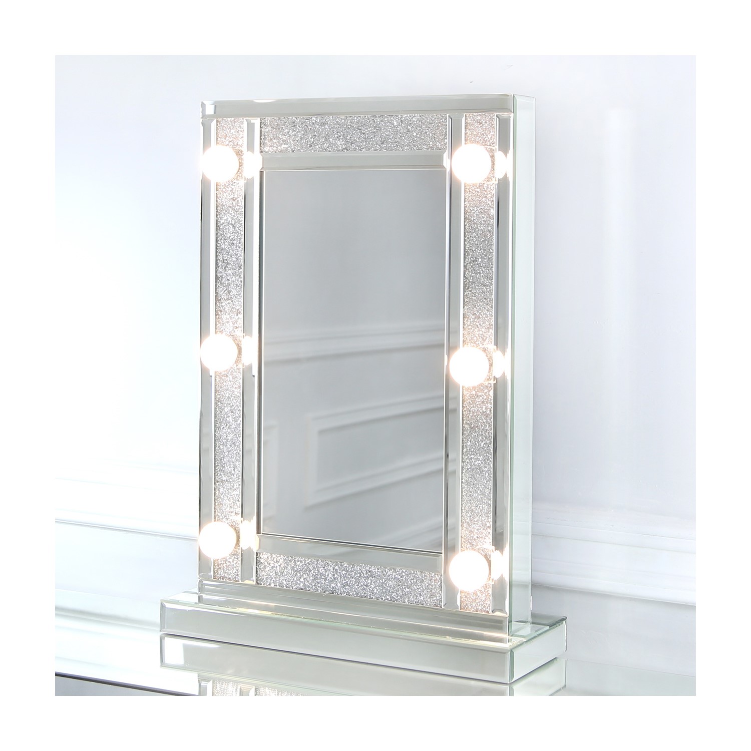 glitter dressing table mirror Amazon.com: intahic Mirrored Desk Sparkling Silver Vanity Makeup Table with Crystal Diamond Mirrored Console Table Mirrored Vanity Desk with 2 Drawer for Women Girls Home Office : Beauty & Personal Care