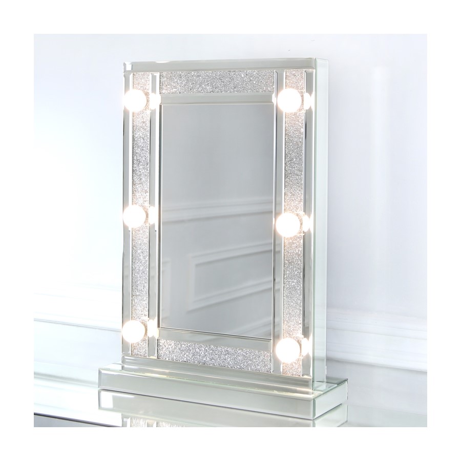 Bella Glitter Hollywood Dressing Table Mirror 6 Lights with Dimmer Switch