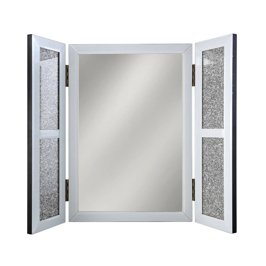 Bella White Glitter Glass Vanity Dressing Table Mirror