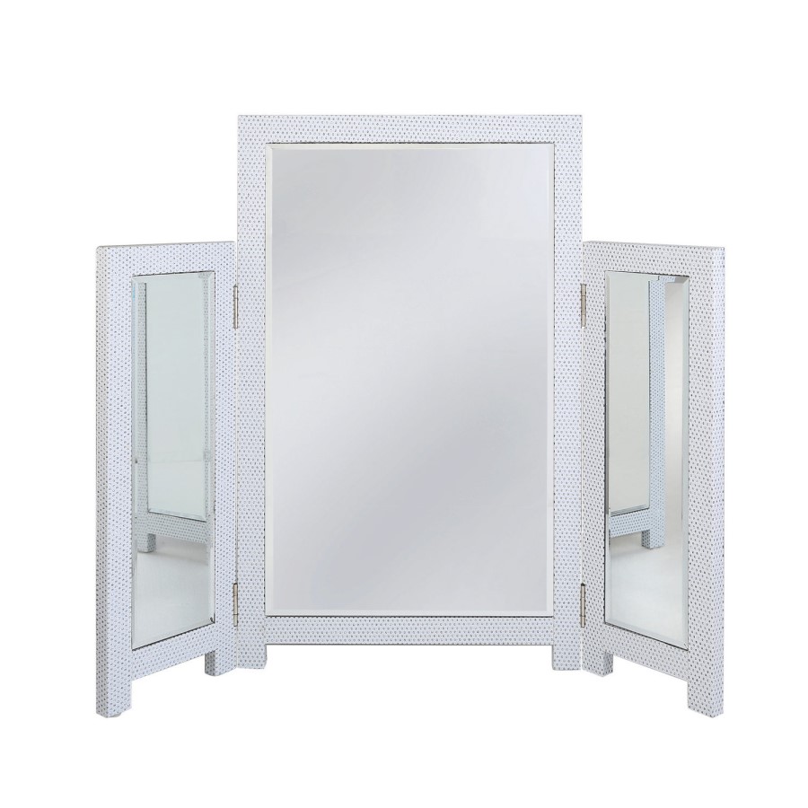 Bella White Vanity Dressing Table Mirror with Glitter Finish