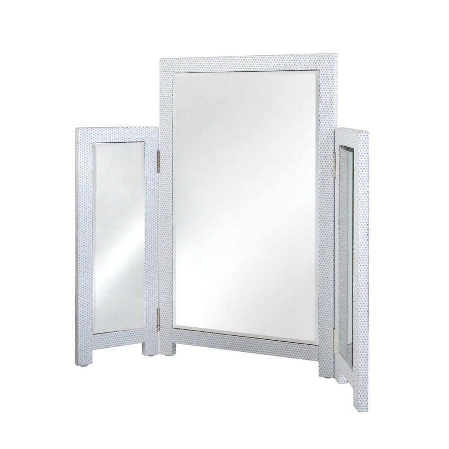 Bella White Vanity Dressing Table Mirror with Glitter Finish