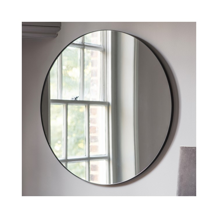 Round Mirror with Black Frame - Caspian House