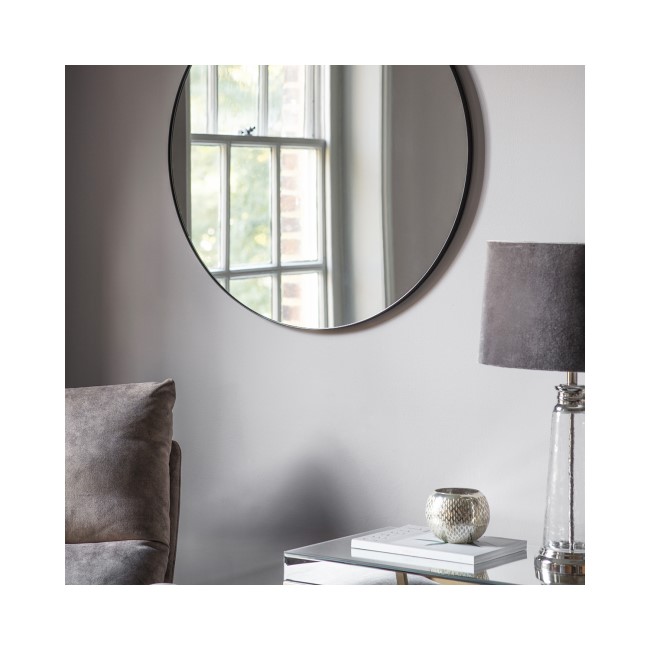 Round Mirror with Black Frame - Caspian House