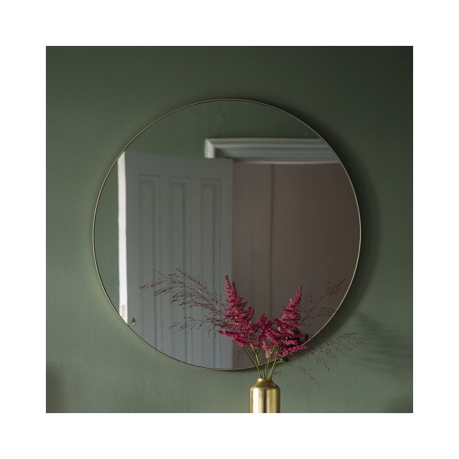 Round Mirror with Champagne Frame - Caspian House
