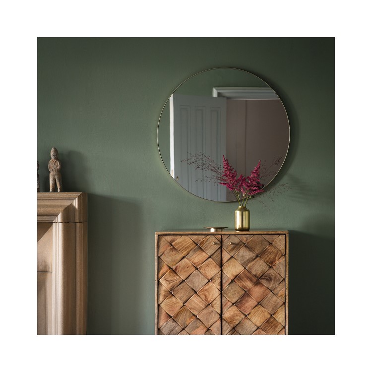 Round Mirror with Champagne Frame - Caspian House