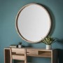 Round Large Mirror With Wood Edge