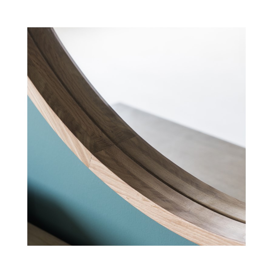 Round Large Mirror With Wood Edge