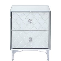 Sara Mirrored 2 Drawer Bedside Table with Diamante Handles