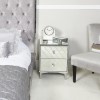 Sara Mirrored 2 Drawer Bedside Table with Diamante Handles
