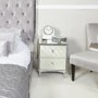 Sara Mirrored 2 Drawer Bedside Table with Diamante Handles