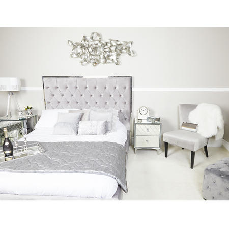 Sara Mirrored 2 Drawer Bedside Table with Diamante Handles