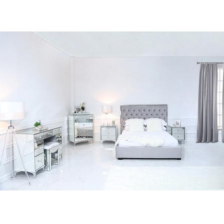 Sara Mirrored 2 Drawer Bedside Table with Diamante Handles