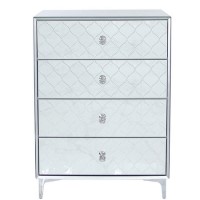 Sara Mirrored 4 Drawer Chest of Drawers with Diamante Handles