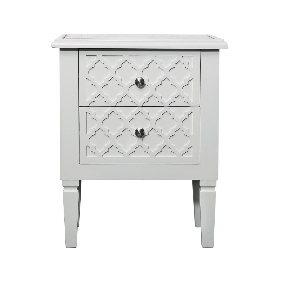 Bella White 2 Drawer Bedside Table