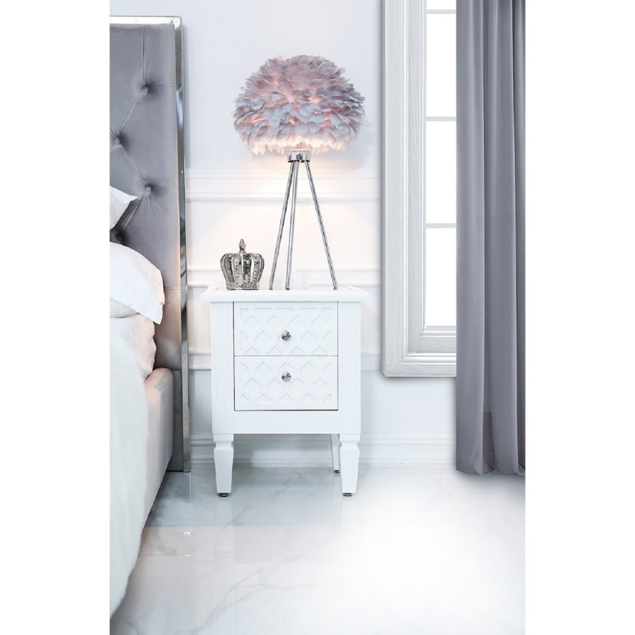 Bella White 2 Drawer Bedside Table