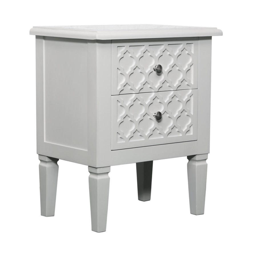 Bella White 2 Drawer Bedside Table