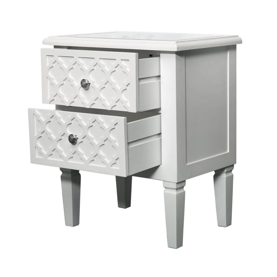 Bella White 2 Drawer Bedside Table