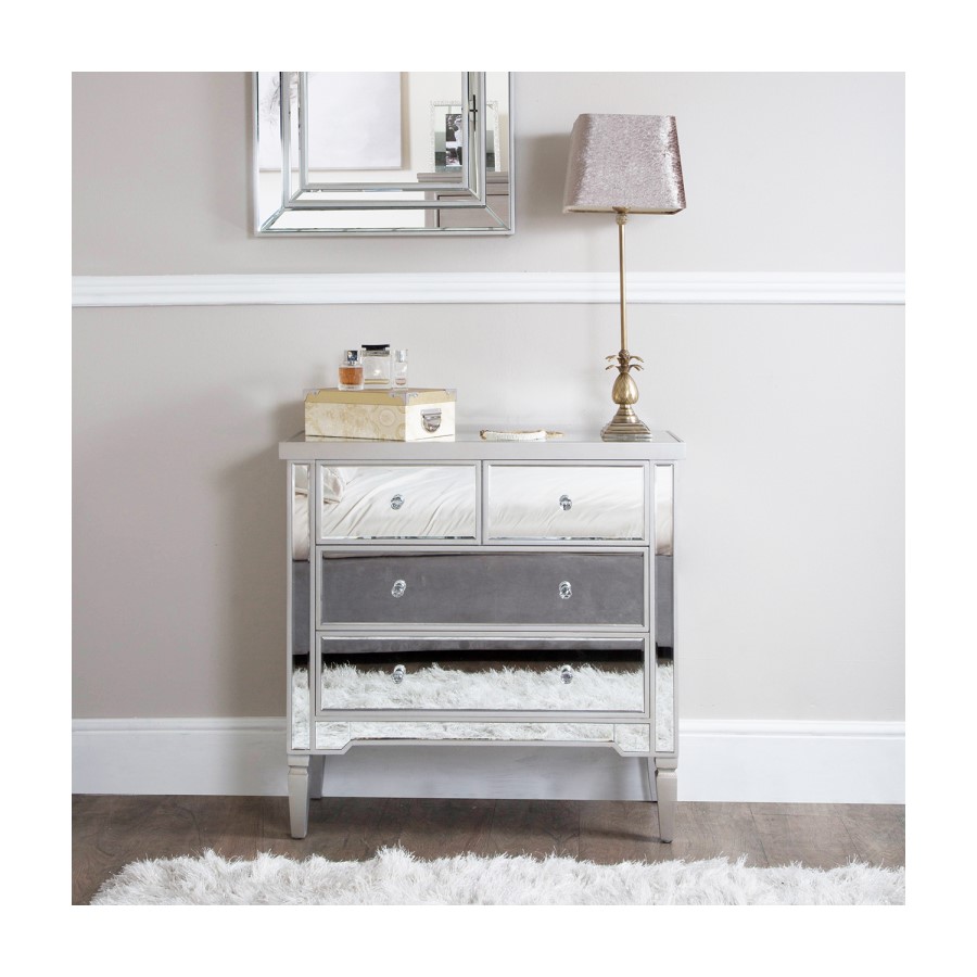 Vida Mirrored 4 Drawer Chest of Drawers