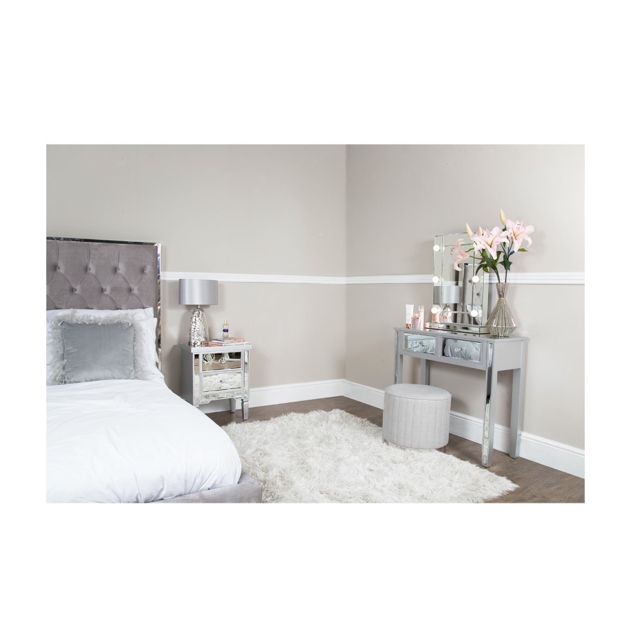 Vida Silver Mirrored 2 Drawer Dressing Table